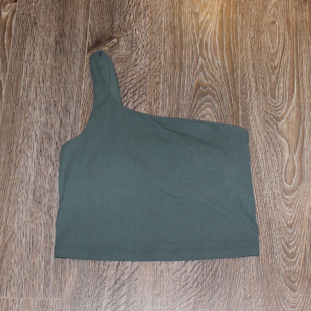 Lululemon Nulu Ribbed Asymmetrical Green Tank Top Size 6